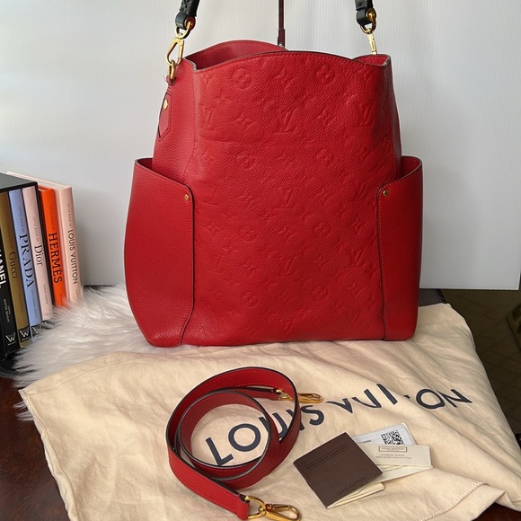 Louis Vuitton Monogram Bagatelle Cherry PM Empreinte Cerise M50071 EUC W/Strap - Picture 4 of 17